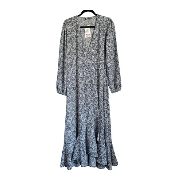 Prettygarden Sz M Women’s Long Sleeve Floral Print Midi Dress Blue - Picture 12 of 12